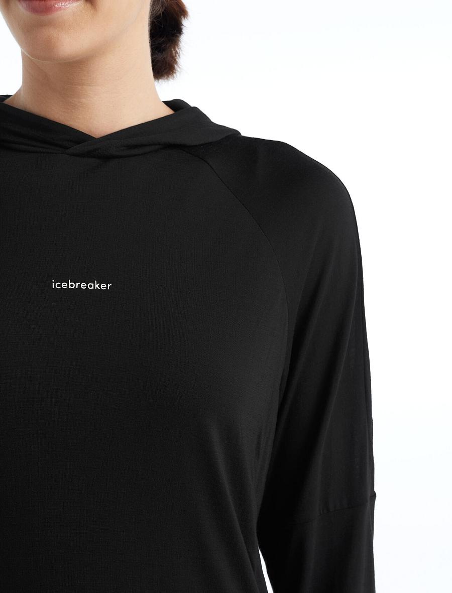 Women's Icebreaker Cool-Lite™ Merino Long Sleeve Hoodie Black | CA 1278SGLO